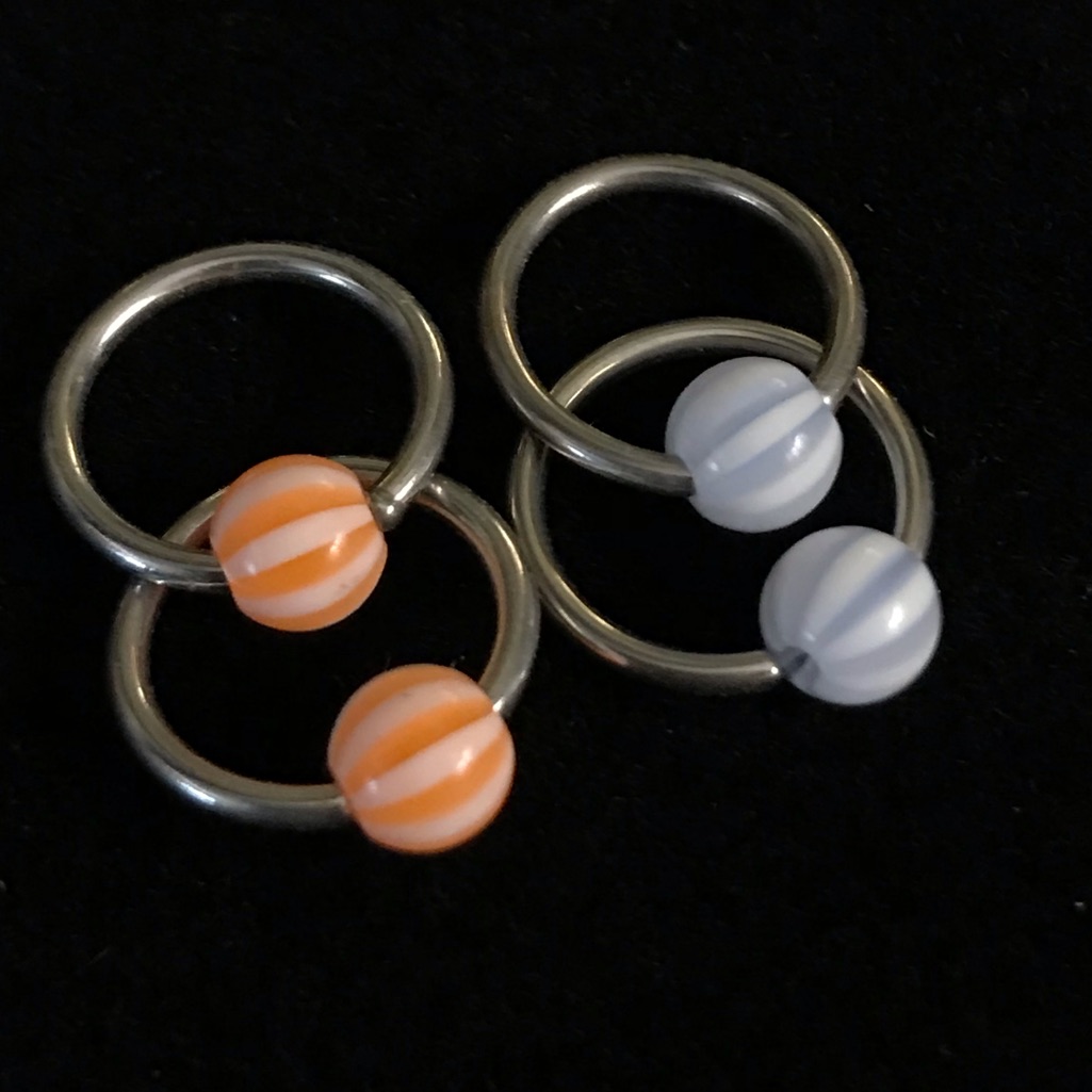 2 Pair New 16g Surgical Steel Captive Hoops